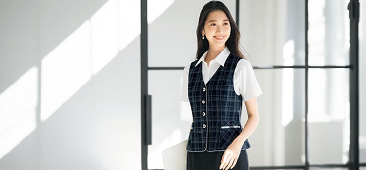 事務服　ロングベスト　e-UNIFORM 人気の事務服ベスト・オフィスユニフォーム - ユニフォーム通販