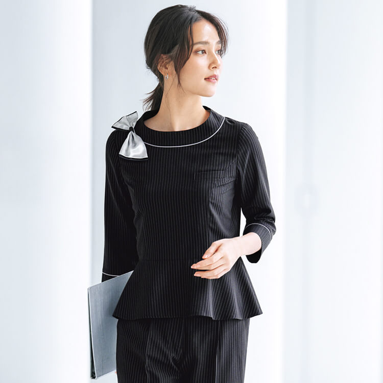 事務職や受付に最適なオフィス制服 プルオーバー シンプルデザイン