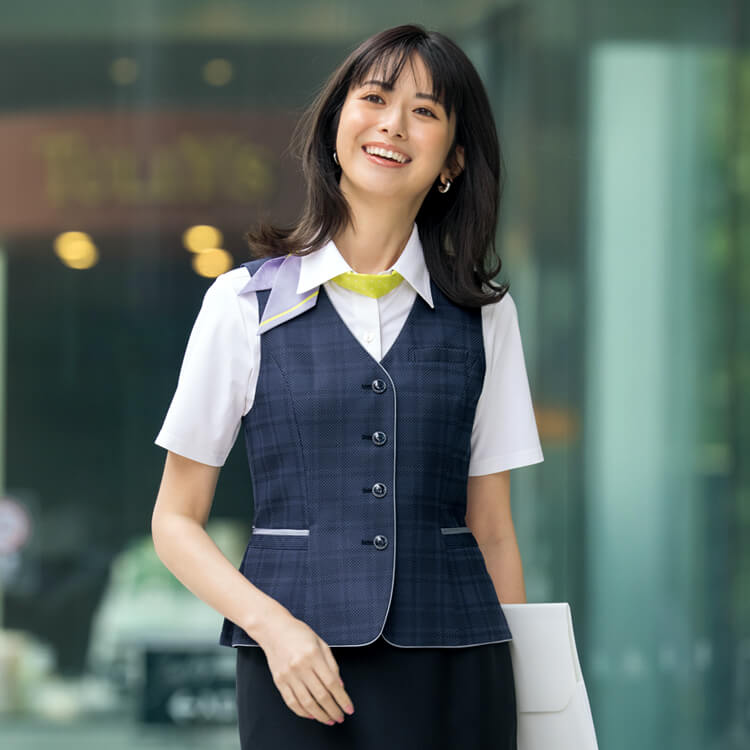 事務服　ロングベスト　e-UNIFORM ロングベスト事務服の通販－夏服におすすめ涼しい制服・店舗