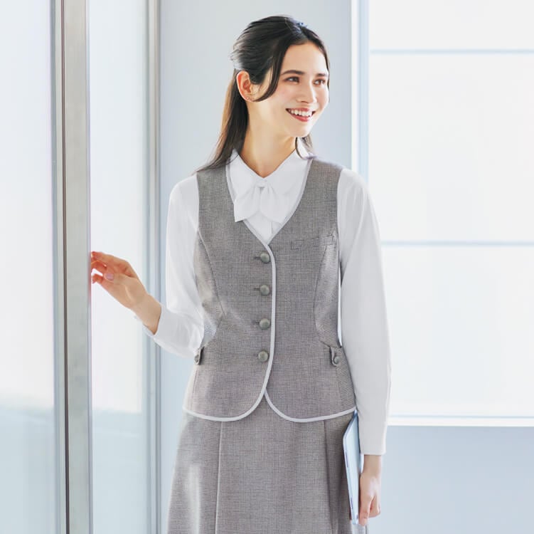 事務服　ロングベスト　e-UNIFORM ロングベスト事務服の通販－夏服におすすめ涼しい制服・店舗