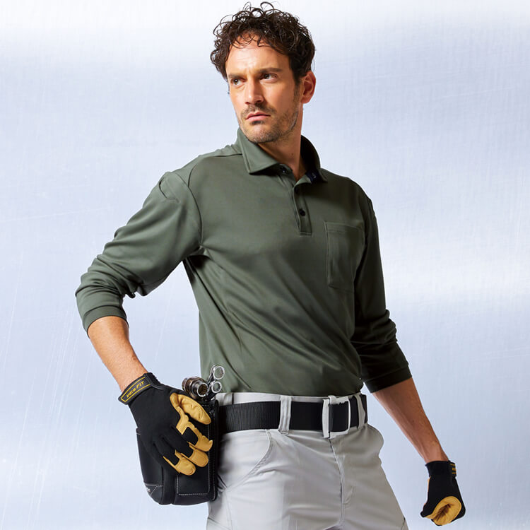 長袖ポロシャツ作業着 大きいサイズ