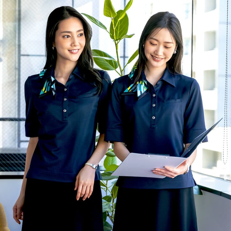 オフィス制服半袖・事務服・夏の暑さ対策に最適な通気性抜群の会社ユニフォームポロシャツ